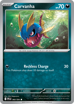 Carvanha, Phantasmal Flames #60, Pokémon TCG card