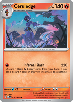 Ceruledge, Phantasmal Flames #20, Pokémon TCG card
