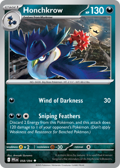 Honchkrow, Phantasmal Flames #58, Pokémon TCG card