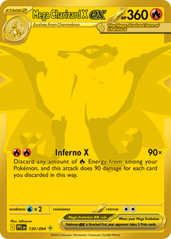 Mega Charizard X ex, Phantasmal Flames #130, Pokémon TCG card