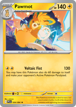 Pawmot, Phantasmal Flames #34, Pokémon TCG card