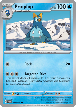 Prinplup, Phantasmal Flames #28, Pokémon TCG card