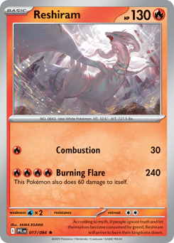 Reshiram, Phantasmal Flames #17, Pokémon TCG card