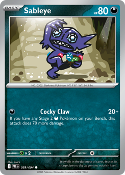 Sableye, Phantasmal Flames #59, Pokémon TCG card