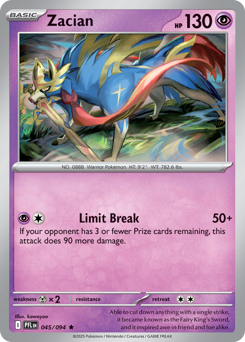Zacian, Phantasmal Flames #45, Pokémon TCG card