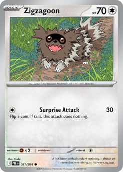 Zigzagoon, Phantasmal Flames #81, Pokémon TCG card