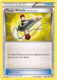 Target Whistle Team Flare Gear, Phantom Forces #106, Pokémon TCG card