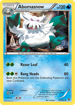 Abomasnow, Plasma Blast #26, Pokémon TCG card