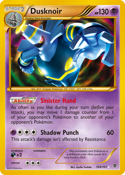 Dusknoir, Plasma Blast #104, Pokémon TCG card