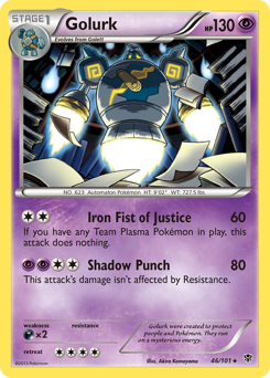 Golurk, Plasma Blast #46, Pokémon TCG card