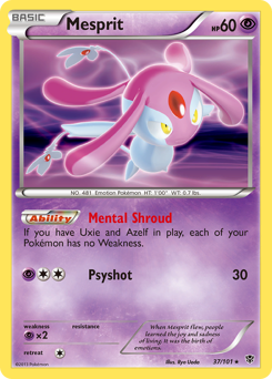 Mesprit, Plasma Blast #37, Pokémon TCG card
