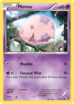 Munna, Plasma Blast #39, Pokémon TCG card