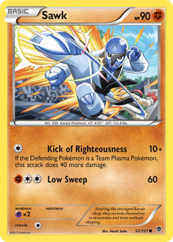 Sawk, Plasma Blast #52, Pokémon TCG card