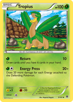 Tropius, Plasma Blast #5, Pokémon TCG card