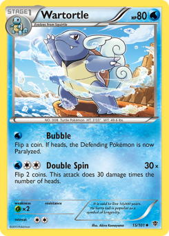 Wartortle, Plasma Blast #15, Pokémon TCG card