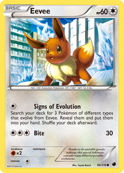 Eevee, Plasma Freeze #90, Pokémon TCG card