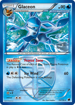 Glaceon, Plasma Freeze #23, Pokémon TCG card