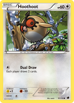 Hoothoot, Plasma Freeze #91, Pokémon TCG card