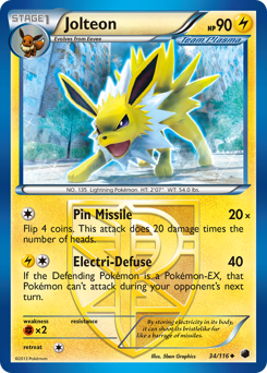 Jolteon, Plasma Freeze #34, Pokémon TCG card