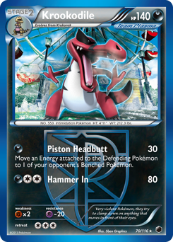 Krookodile, Plasma Freeze #70, Pokémon TCG card