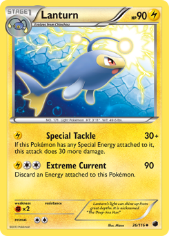 Lanturn, Plasma Freeze #36, Pokémon TCG card