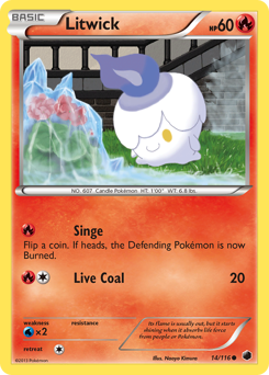 Litwick, Plasma Freeze #14, Pokémon TCG card