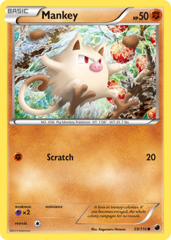 Mankey, Plasma Freeze #59, Pokémon TCG card