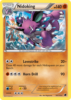 Nidoking, Plasma Freeze #58, Pokémon TCG card