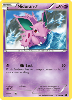 Nidoran ♂, Plasma Freeze #43, Pokémon TCG card