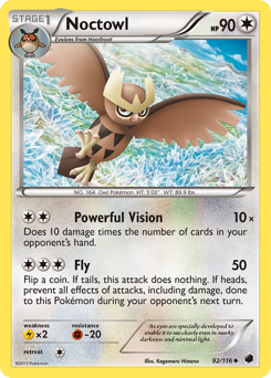 Noctowl, Plasma Freeze #92, Pokémon TCG card