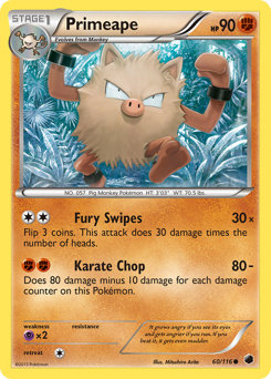 Primeape, Plasma Freeze #60, Pokémon TCG card