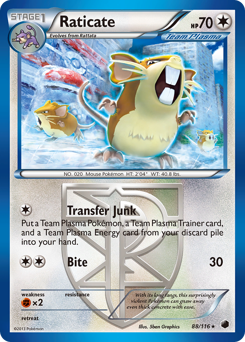 Raticate, Plasma Freeze #88, Pokémon TCG card