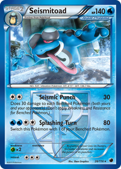 Seismitoad, Plasma Freeze #26, Pokémon TCG card