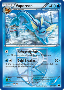Vaporeon, Plasma Freeze #20, Pokémon TCG card
