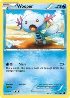 Wooper, Plasma Freeze #21, Pokémon TCG card