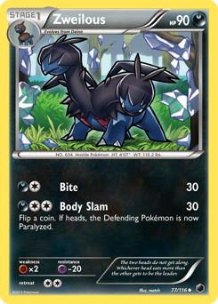 Zweilous, Plasma Freeze #77, Pokémon TCG card