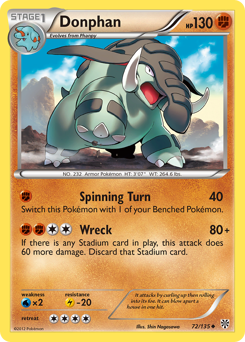 Donphan, Plasma Storm #72, Pokémon TCG card