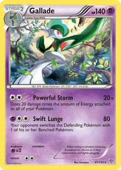 Gallade, Plasma Storm #61, Pokémon TCG card