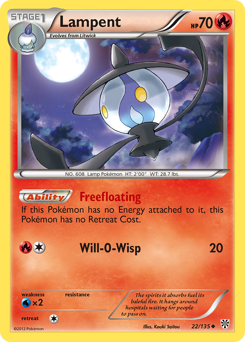 Lampent, Plasma Storm #22, Pokémon TCG card