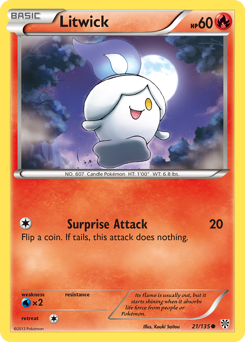 Litwick, Plasma Storm #21, Pokémon TCG card