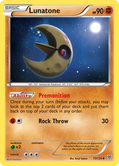 Lunatone, Plasma Storm #73, Pokémon TCG card