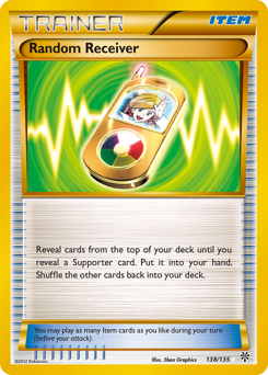 Random Receiver, Plasma Storm #138, Pokémon TCG card