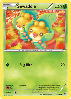 Sewaddle, Plasma Storm #8, Pokémon TCG card