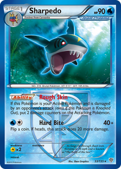 Sharpedo, Plasma Storm #33, Pokémon TCG card