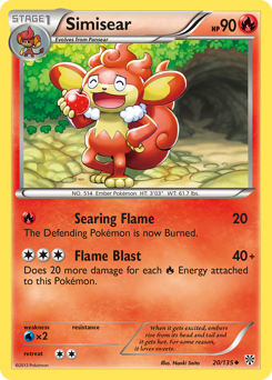 Simisear, Plasma Storm #20, Pokémon TCG card