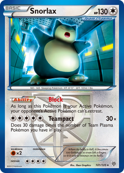 Snorlax, Plasma Storm #101, Pokémon TCG card