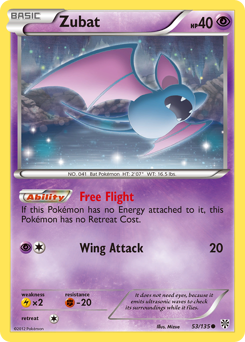Zubat, Plasma Storm #53, Pokémon TCG card