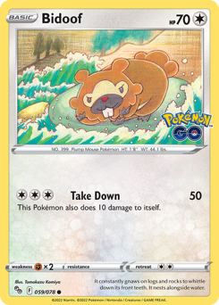 Bidoof, Pokémon GO #59, Pokémon TCG card