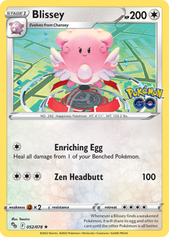 Blissey, Pokémon GO #52, Pokémon TCG card