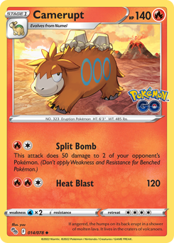 Camerupt, Pokémon GO #14, Pokémon TCG card